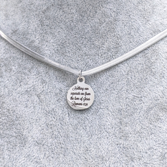 Christian Bible Verse Scripture Thick Herringbone Necklace - Picture 4 of 6